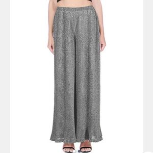 Women’s Palazzo Casual Grey Stripe Side Pockets Wide Leg Pants